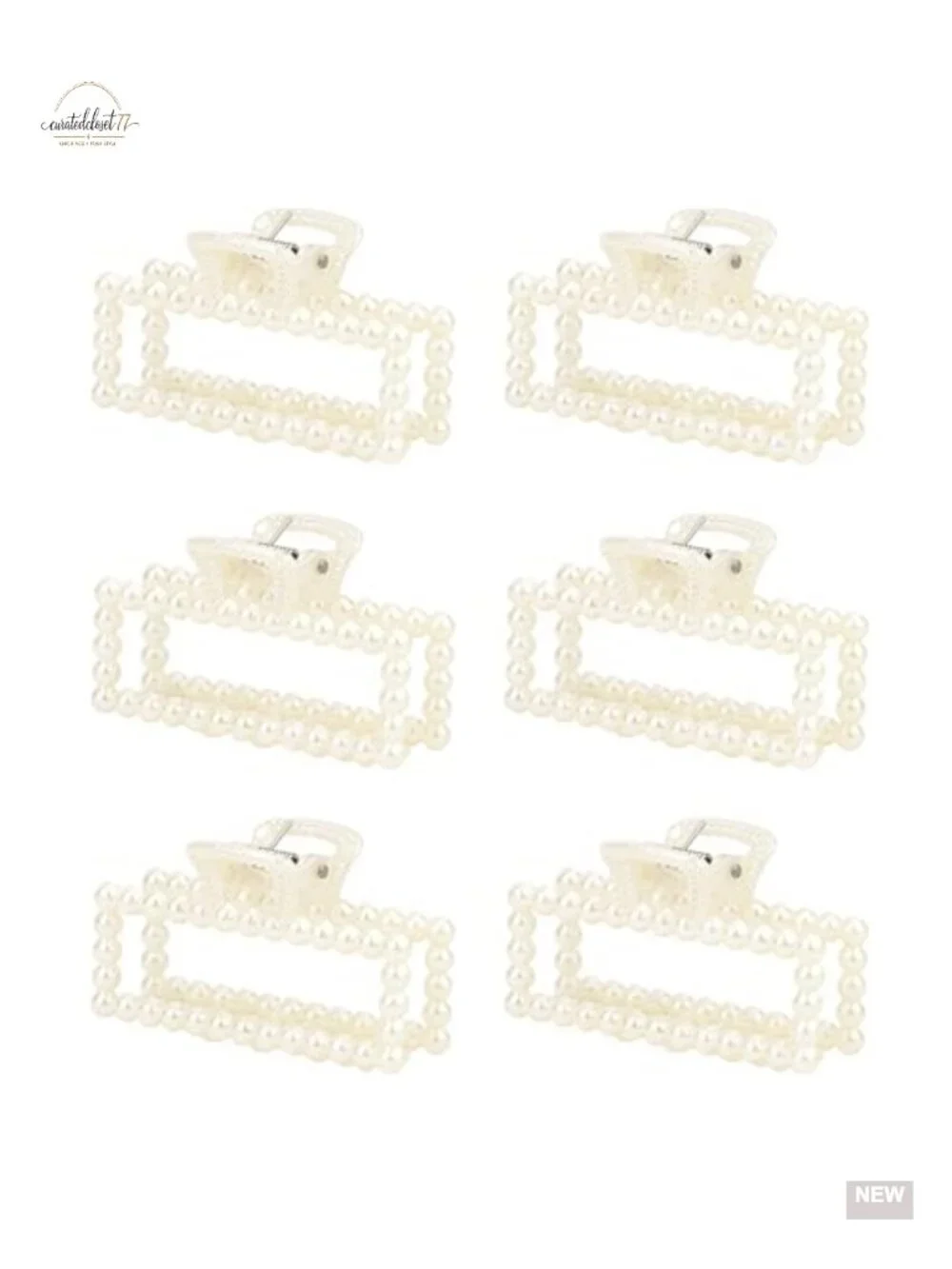 6PCS Pearl Hair Claw Clips Set - Non-Slip Strong Hold Bridesmaid Hair